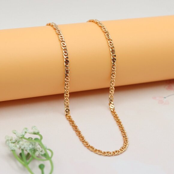 Elegant Rose Gold Necklace with Polished Oval Chain Design, XPNL0194 - Picture 1 of 12